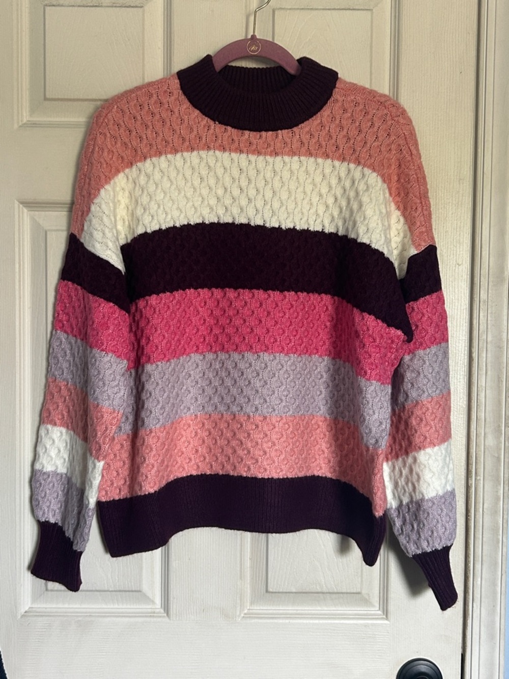 Berkley Jensen textured cable knit Mockneck sweater size large